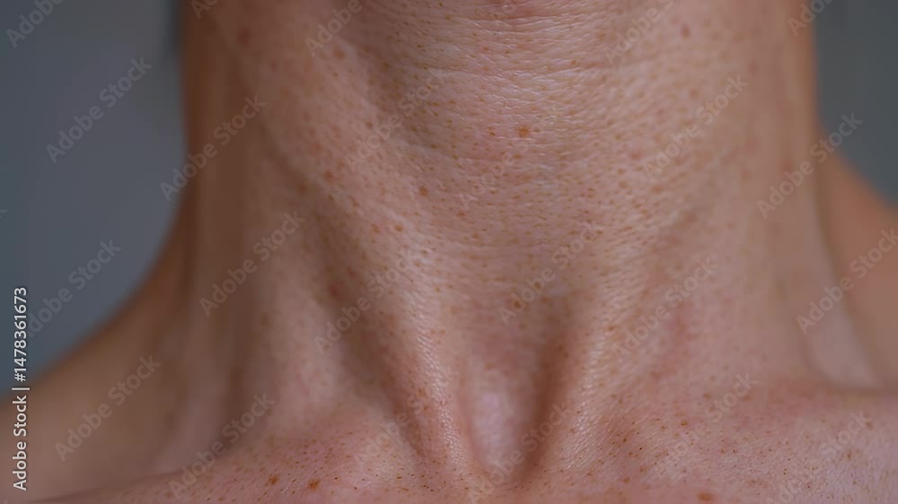 Zoom in shot close up of human neck Zoom in shot close up of human neck