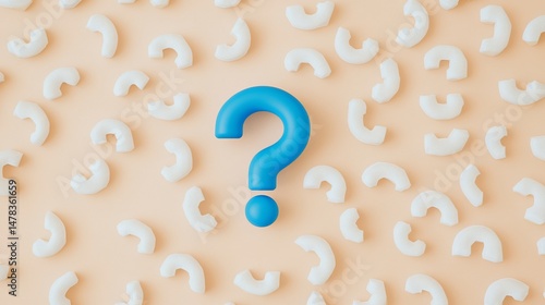 Intriguing question mark amidst packing peanuts offers a sense of curiosity