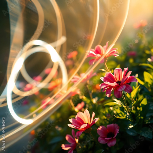 Vibrant colorful flower garden with visible brushstrokes and soft lighting – artistic impressionist style painting
