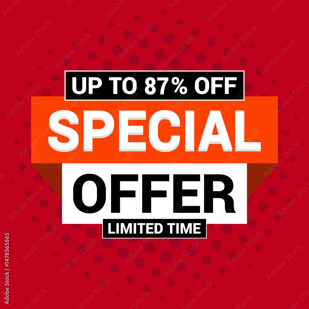 Special 87% offer vector icon design template Limited time special offer banner for marketing promotion Special 87% offer vector icon design template Limited time special offer banner for marketing promotion