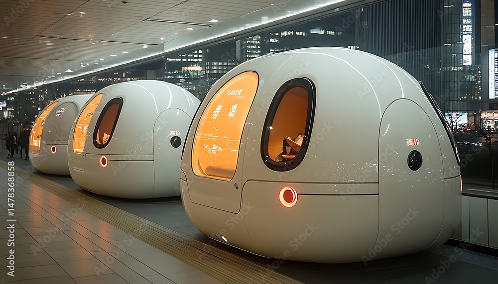 Fototapeta premium Futuristic Pod-like Sleeping Stations