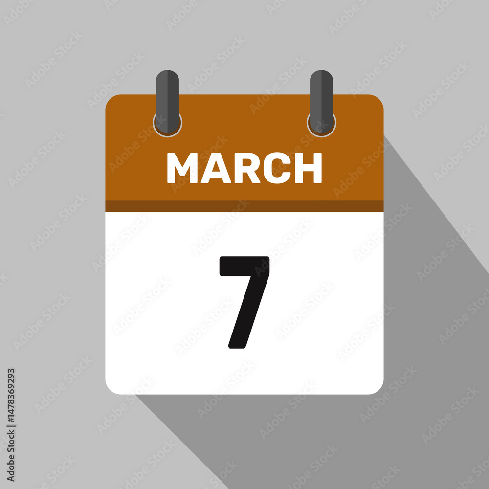Fototapeta premium march 7 calendar icon vector month date number illustration design