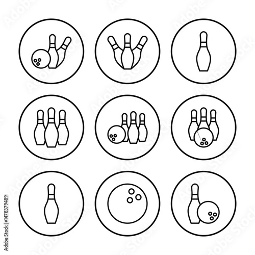 Bowling icon vector. bowling ball and pin icon. bowling pins