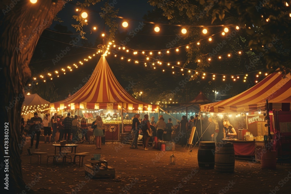 Obraz premium Festival Event Party with Hipster People Blurred Background