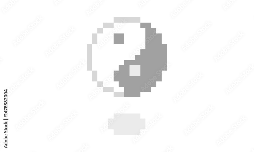 Fototapeta premium yin and yang pixel art vector icon illustration