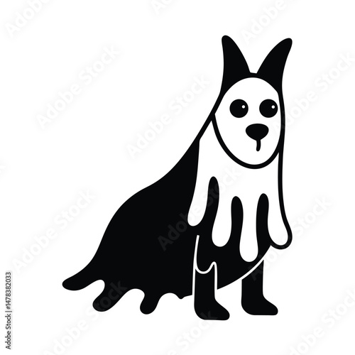 Ghost with Backpack Floating Illustration
