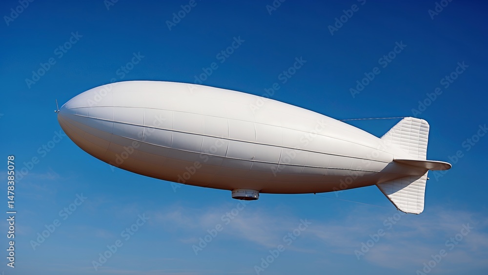 Obraz premium White blimp in blue sky blank canvas for ads