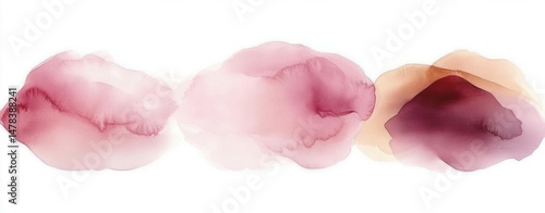 Abstract watercolor painting with soft flowing pink, red, and peach hues blending together on a white background, evoking calm and gentle emotions