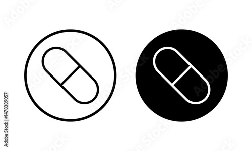 Pills icon vector illustration. capsule icon. Drug sign and symbol