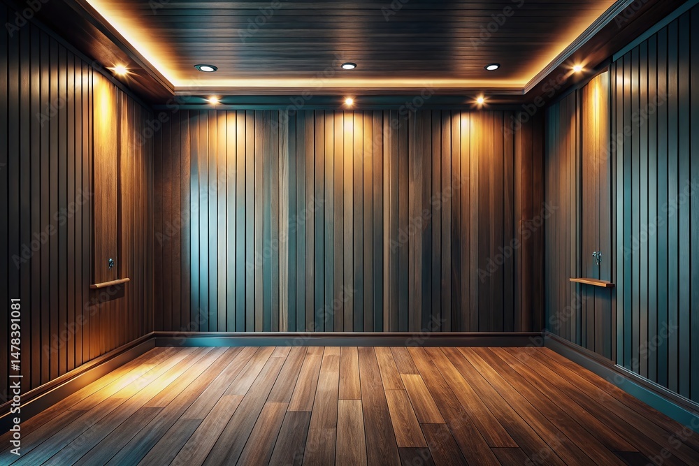 Dark Wood Paneling Interior, Ambient Lighting, Architectural Detail, Modern Design, Wall Texture Dark Wood Paneling Interior, Ambient Lighting, Architectural Detail, Modern Design, Wall Texture
