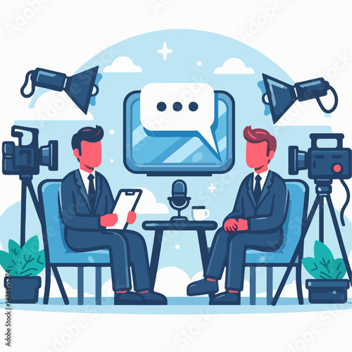 tv interview vector illustration white background