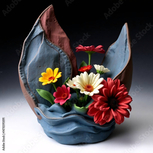 Vibrant colorful flower garden with visible brushstrokes and soft lighting – artistic impressionist style painting
