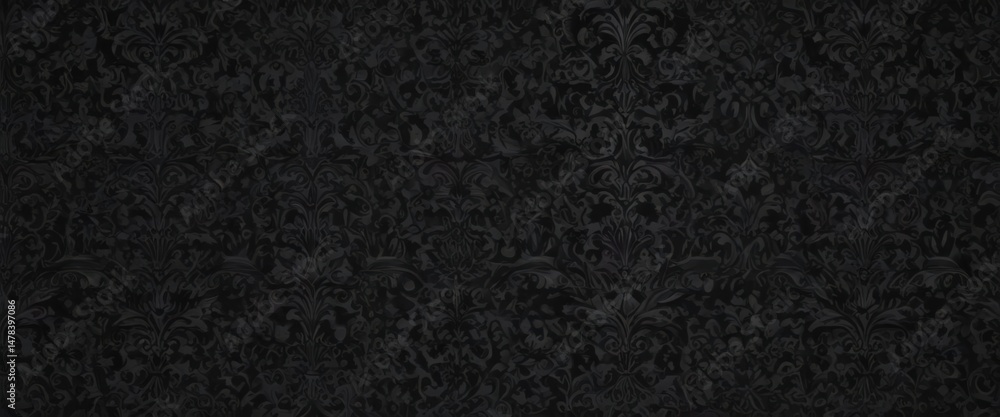Fototapeta premium Elegant black gothic damask, intricate details , black, detail, baroque