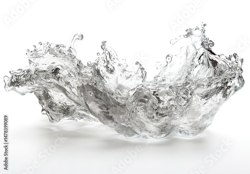 Abstract Water Splash on White Background