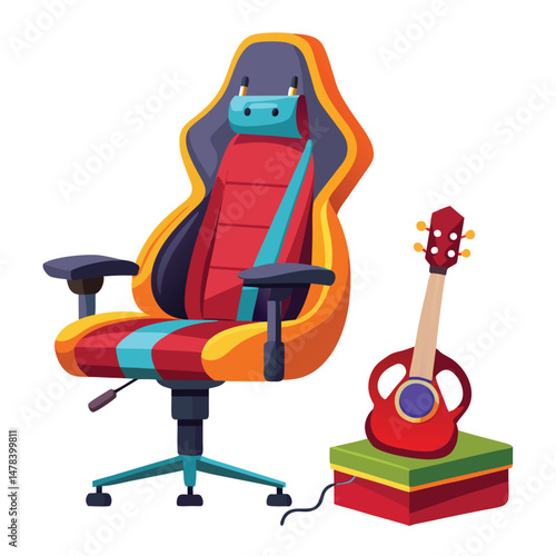 Six classic gaming chair instrument isolated on white background