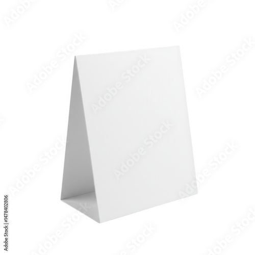 Blank table tent isolated on transparent background for advertising and promotion.