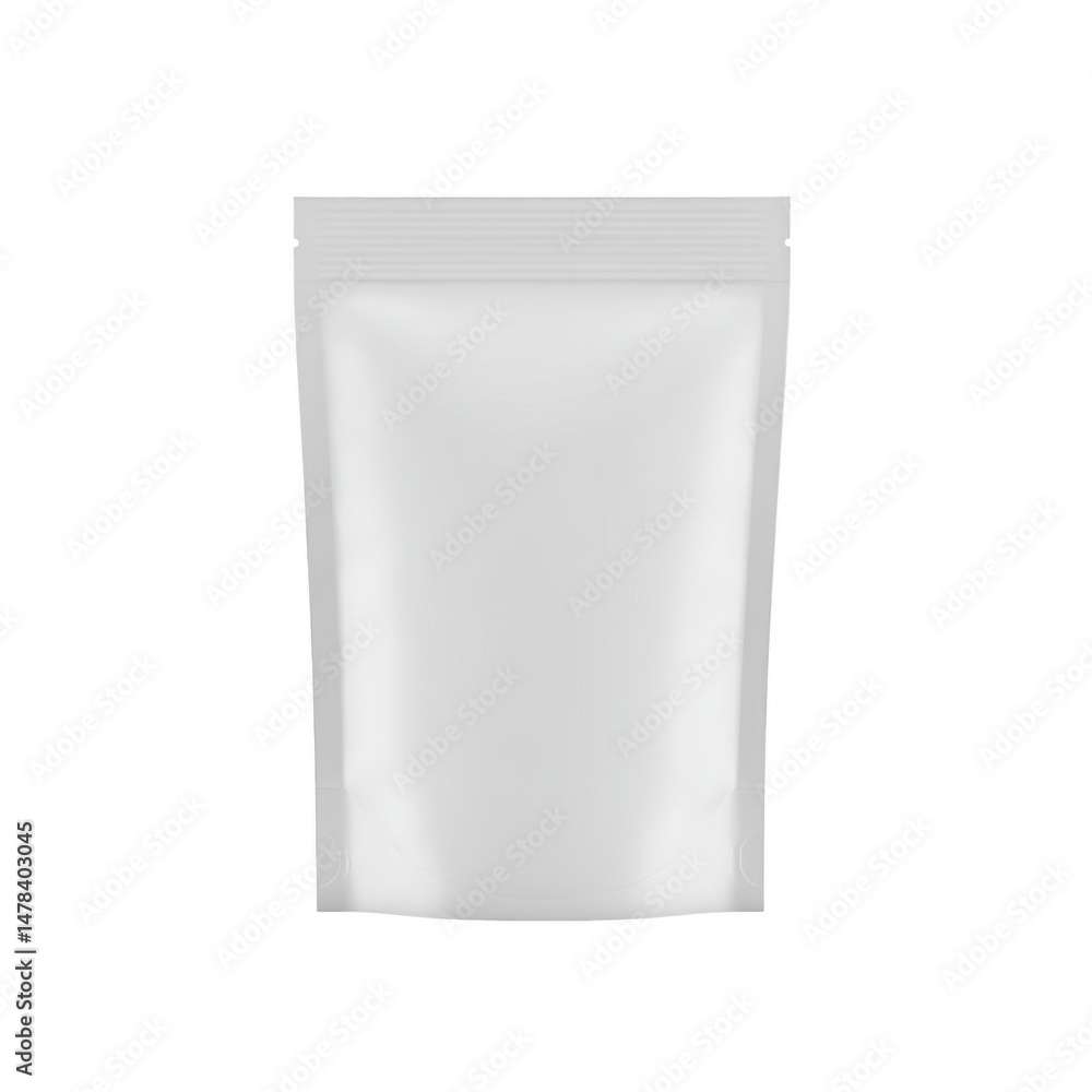 White blank stand up pouch isolated on transparent background. mockup for food and product packaging. White blank stand up pouch isolated on transparent background. mockup for food and product packaging.