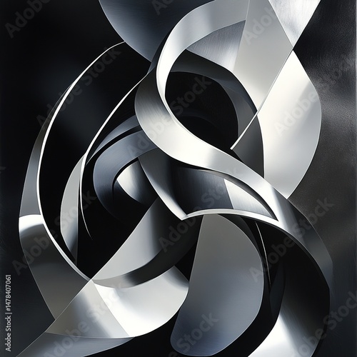 Wallpaper Mural Abstract Geometric Design With Metallic Curves Torontodigital.ca