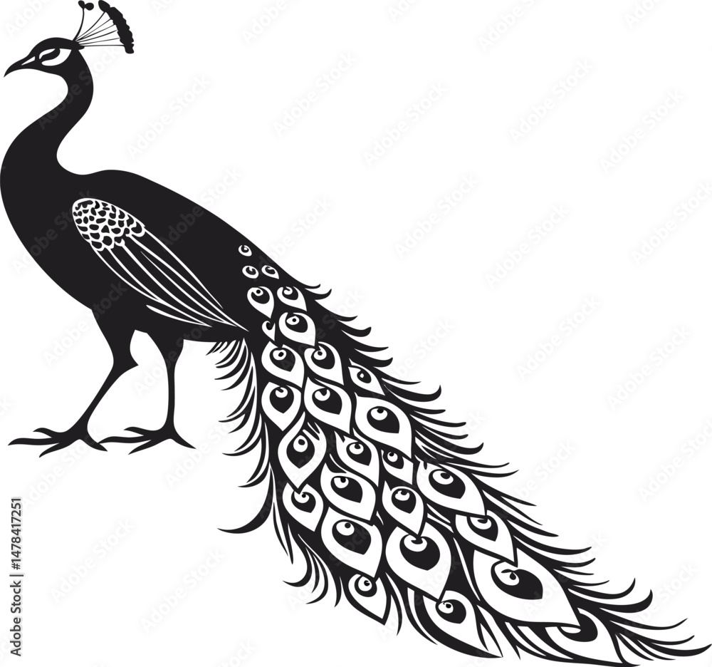 Fototapeta premium Standing Peacock Illustration