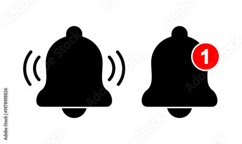 Bell icon logo design. Notification sign and symbol for web site design