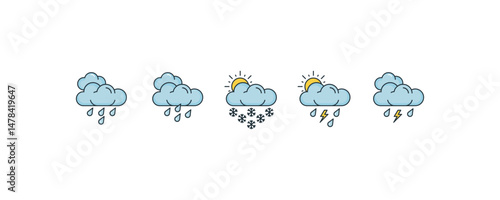 compilation of weather icons with calm and elegant colors vector.