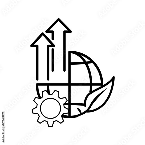 Ecology with high chart icon. Simple outline style. Vector. Isolate on white background.
