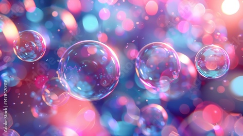 3d illustration of an abstract atom or molecule structure background, scientific and medical concept with glowing particles and network connections.