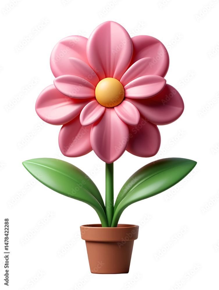 Fototapeta premium pink flower in a pot isolated on transparent background