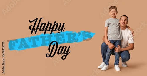 Happy man and his little so...