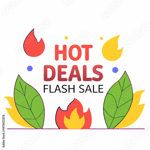 Flash sale event hot deals on trendy items online vibrant design eye-catching graphics