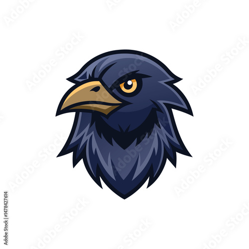 Flat and Minimal Raven head icon vector illustration isolated on white background