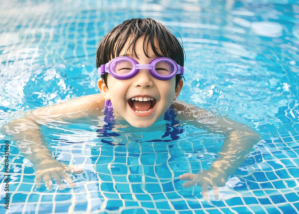 Naklejka premium 어린이 수영장 여름 물놀이 Child Pool Summer Water Play