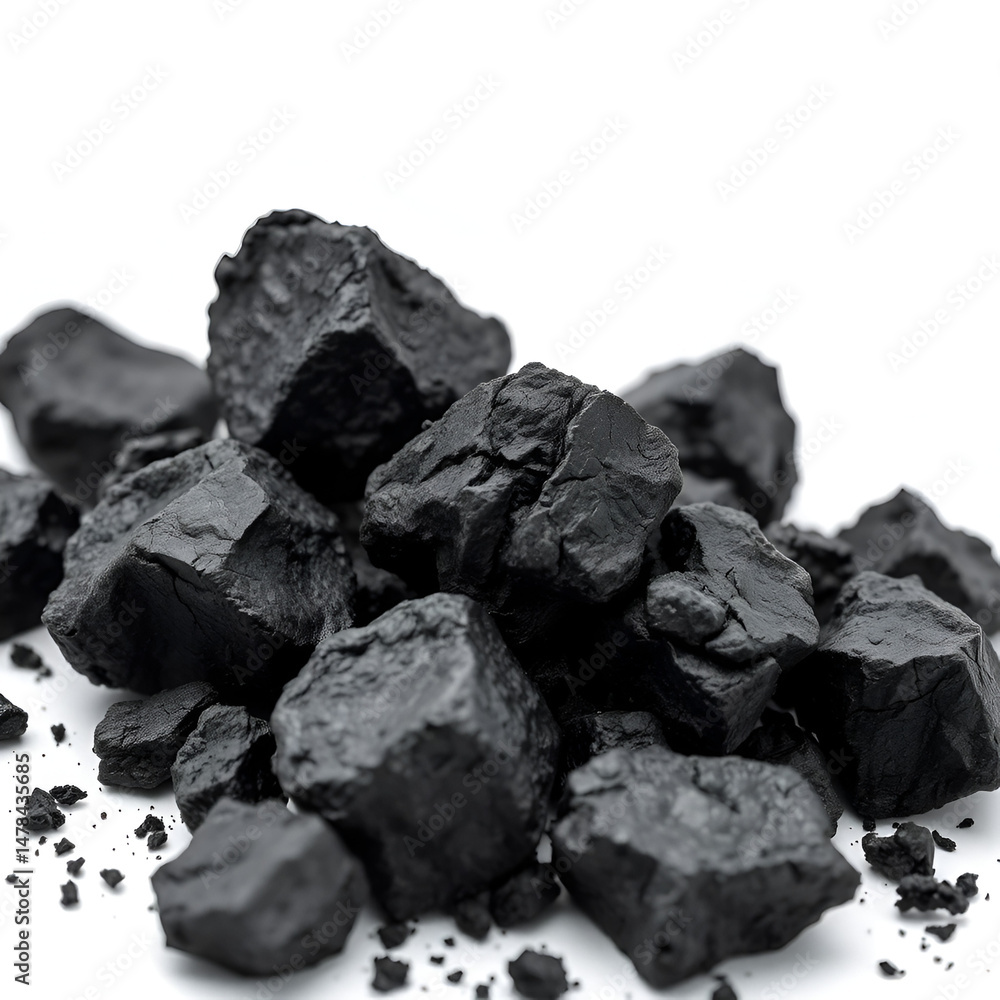 Naklejka premium black coal on a white background