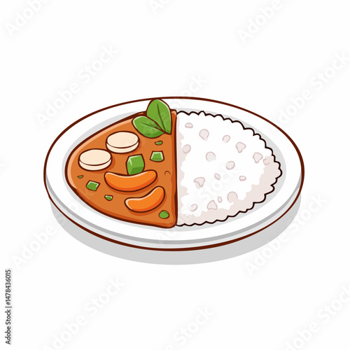 ごはん付きカレーライスのベクターアイコン
