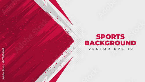 Abstract sports background design with sporty bold red grunge vector shape 