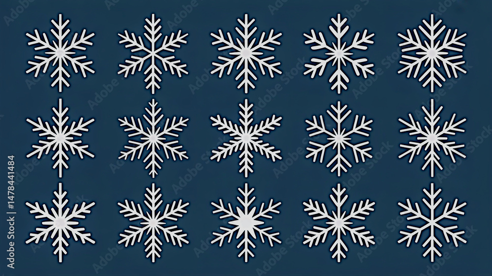 Elegant Vector Snowflake Collection on Dark Background – Ideal for Christmas & Winter Design Projects Elegant Vector Snowflake Collection on Dark Background – Ideal for Christmas & Winter Design Projects