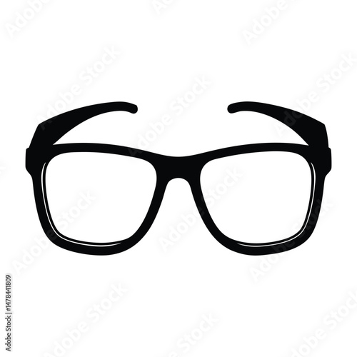 Illustration of hipster nerd style black glasses silhouette isolated 