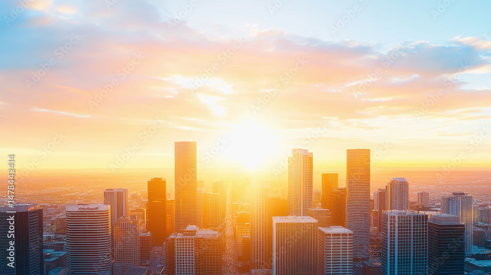 Breathtaking city skyline silhouetted against a vibrant sunset with warm colors reflecting on modern buildings Breathtaking city skyline silhouetted against a vibrant sunset with warm colors reflecting on modern buildings