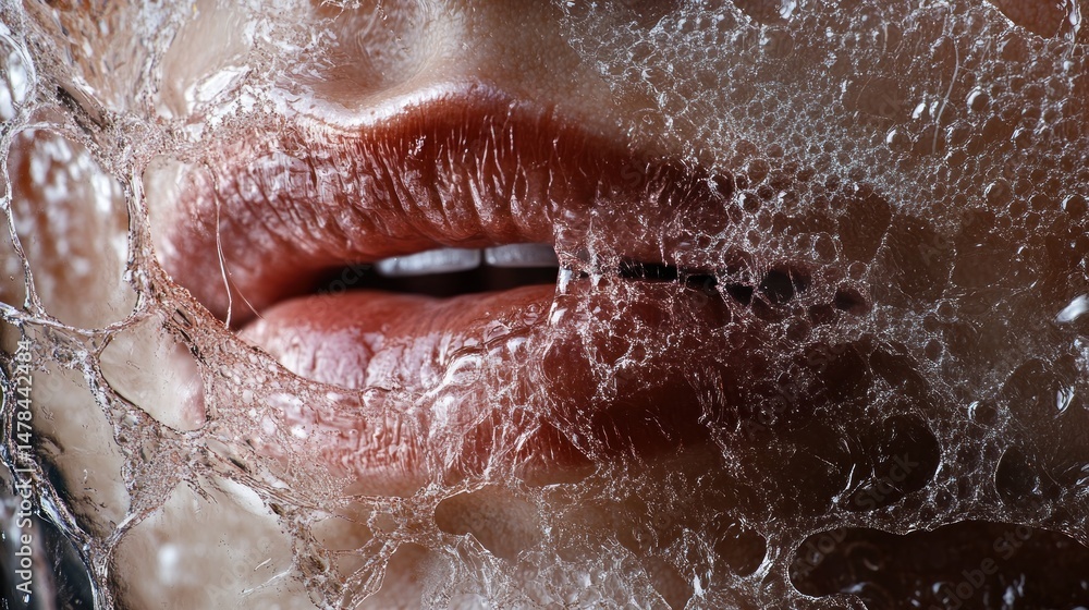 Fototapeta premium Close-up of Lips Frozen in Ice