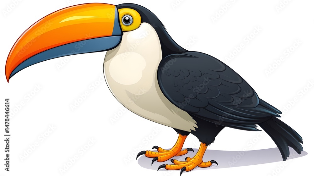 Fototapeta premium Realistic hand-drawn toucan bird isolated on white background for graphic design projects