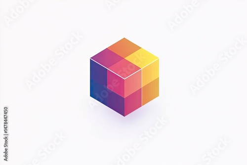 Colorful cube with gradient squares