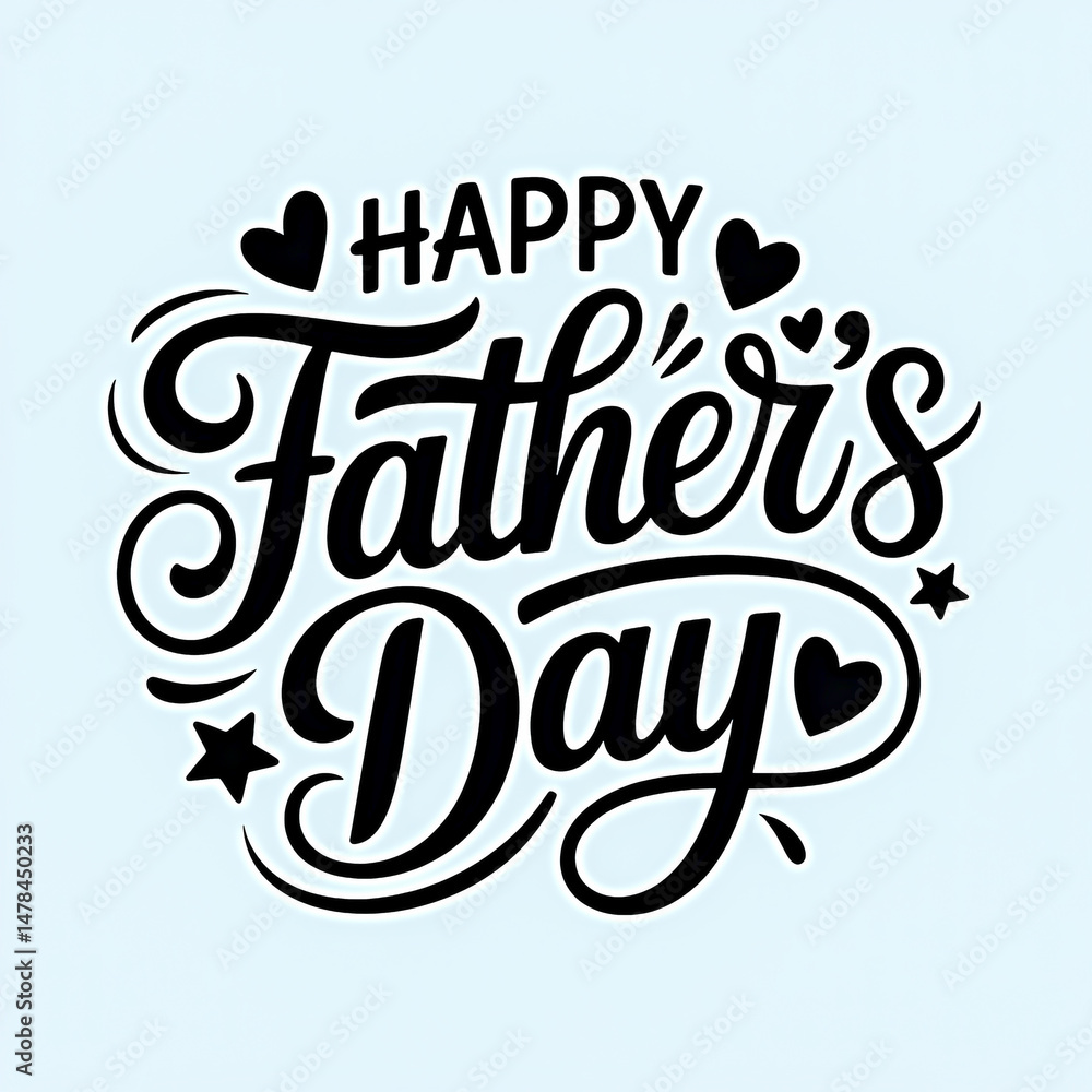 Happy Father's Day Typography Vector Elegant Handwritten Calligraphy with Mustache & Hearts on Transparent Background Happy Father's Day Typography Vector Elegant Handwritten Calligraphy with Mustache & Hearts on Transparent Background