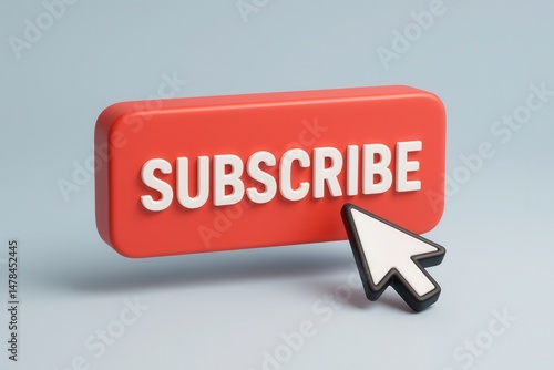 Mouse cursor clicking subscribe button on red background