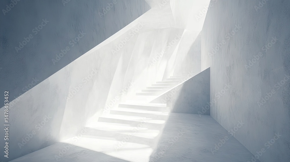 Interior architectural design with a light-filled stairway. Interior architectural design with a light-filled stairway.