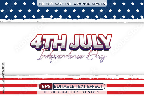 Editable 3d text effect 4th july independence day