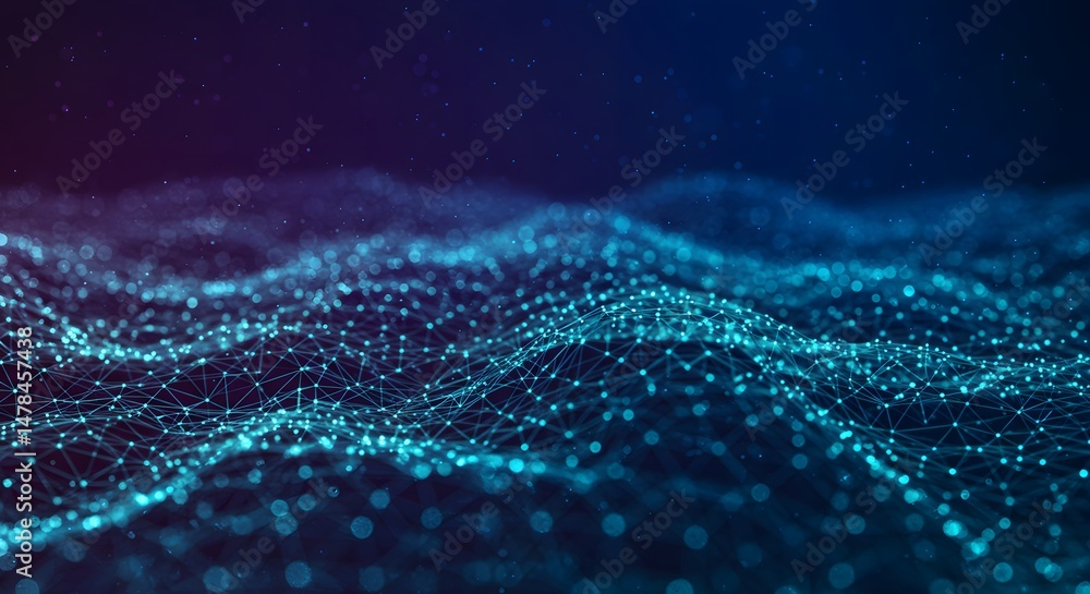 Abstract Digital Landscape Connecting Dots in a Vibrant, Futuristic Terrain of Blue and Purple Hues Abstract Digital Landscape Connecting Dots in a Vibrant, Futuristic Terrain of Blue and Purple Hues