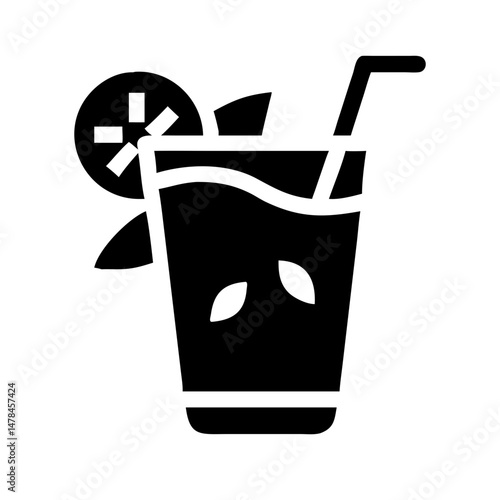 Mojito silhouette on transparent background for web and graphic design