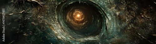 Wallpaper Mural Deep, swirling tunnel in a dark, rocky space. Torontodigital.ca