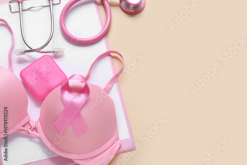 Bra with awareness ribbon, ...