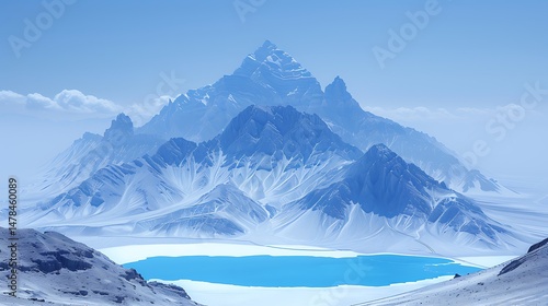 Wallpaper Mural Snowy Blue Mountains Landscape Scene Under A Bright Sky with Ice Covered Peaks Torontodigital.ca